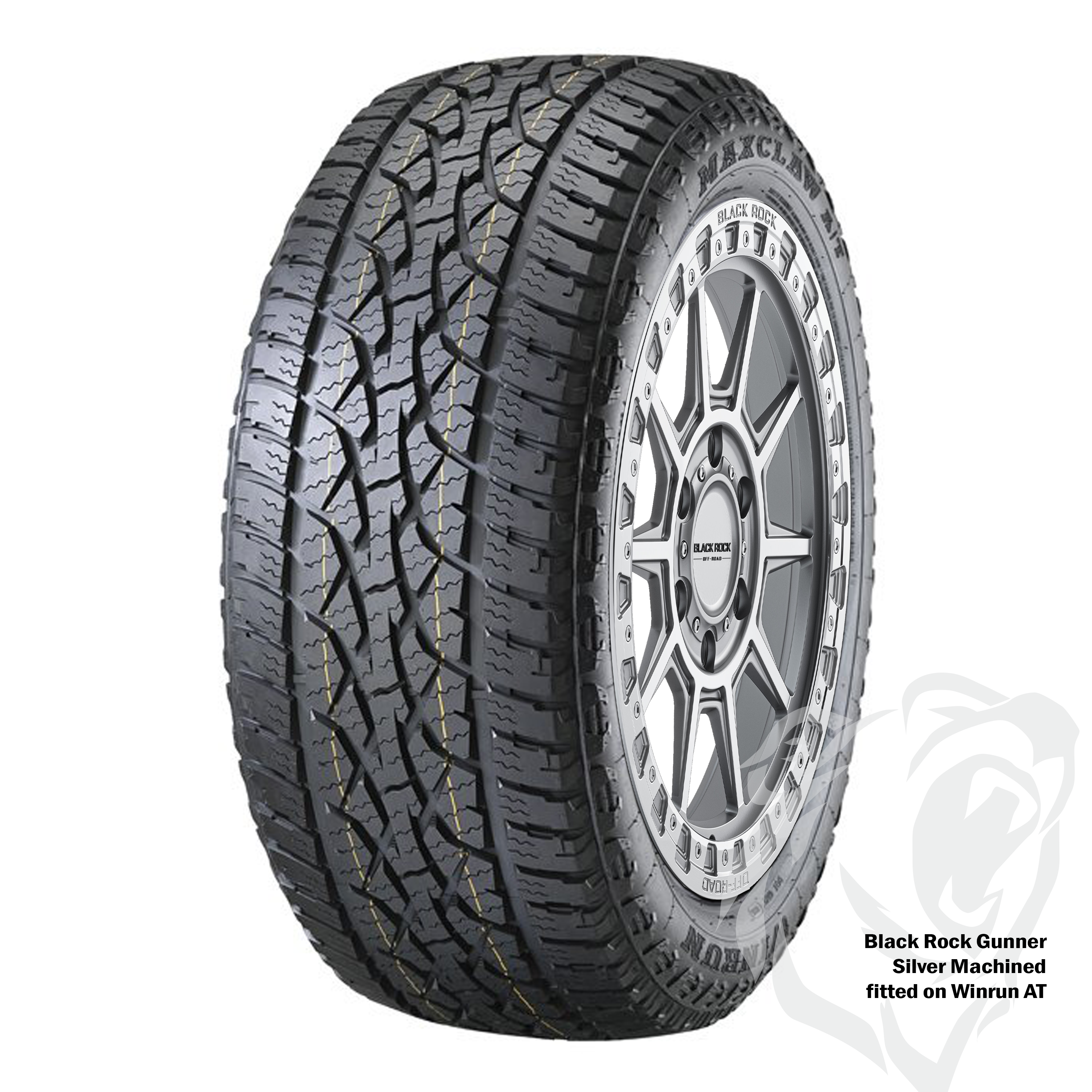 Black Rock Gunner Silver Machined 17X9 6X139.7 +20 or +25 WHEEL & TYRE PACKAGE