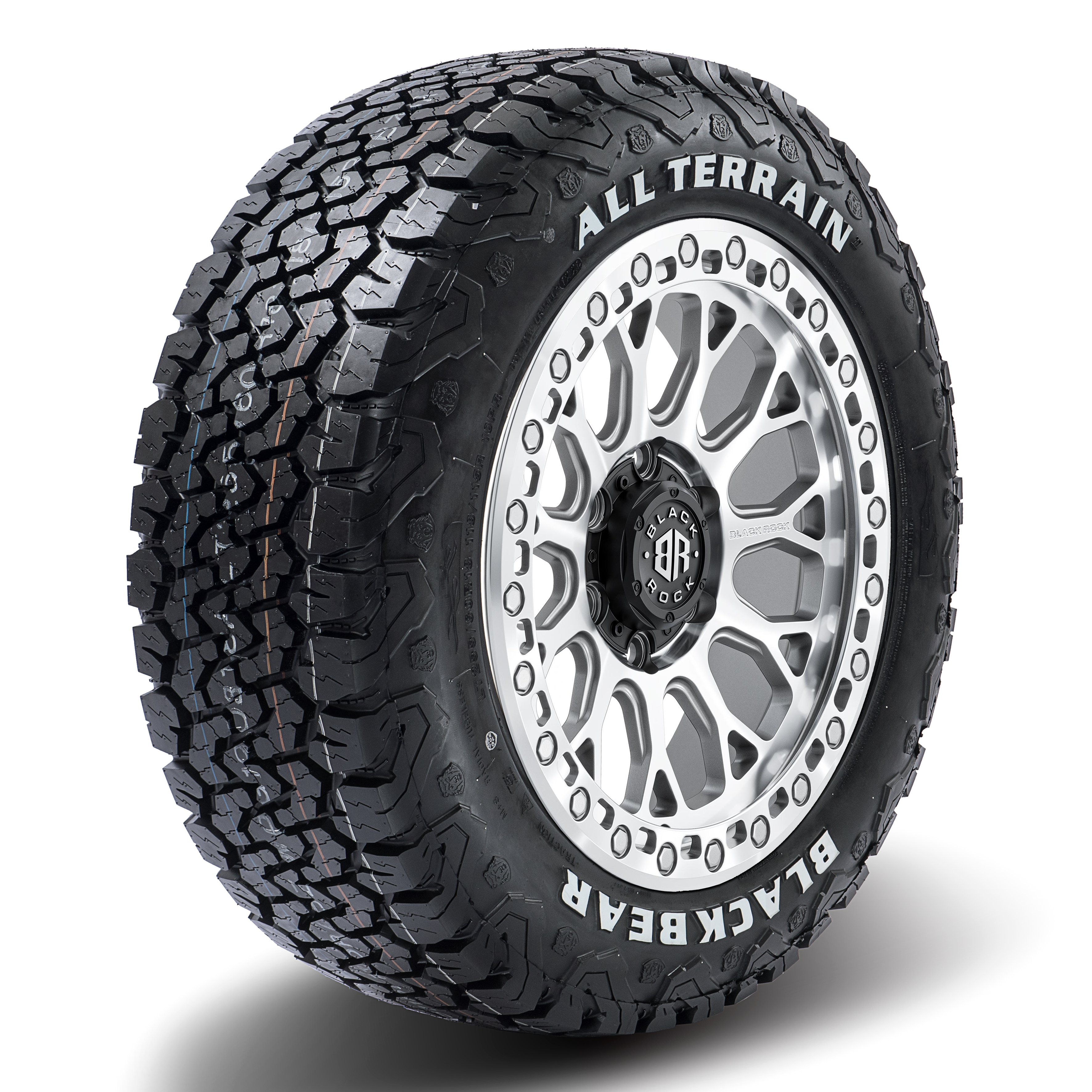 Black Rock Spider Silver Machined 18X9 6X139.7 +12, or +35 WHEEL & TYRE PACKAGE