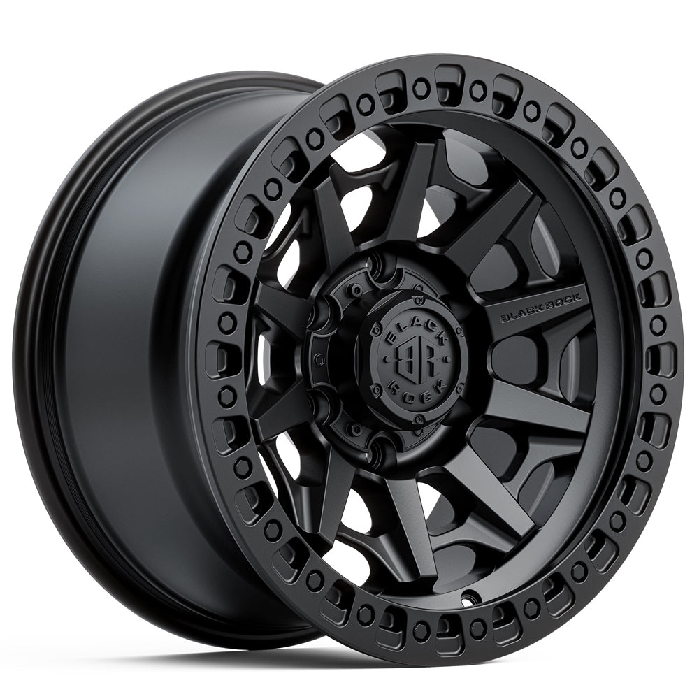 Black Rock Cage Satin Black 17X9 6X139.7 +12 WHEEL & TYRE PACKAGE
