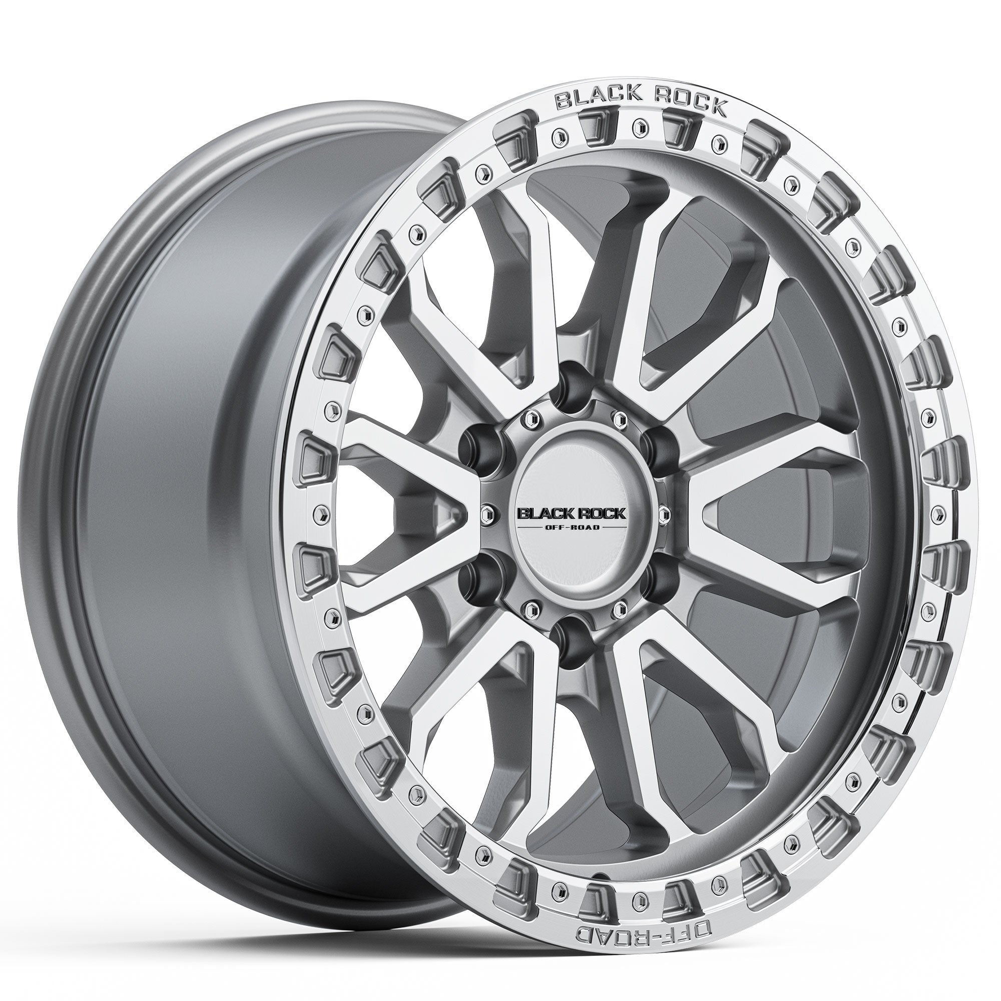 Black Rock Cobra Silver Machined 17X9 6X139.7 WHEEL & TYRE PACKAGE
