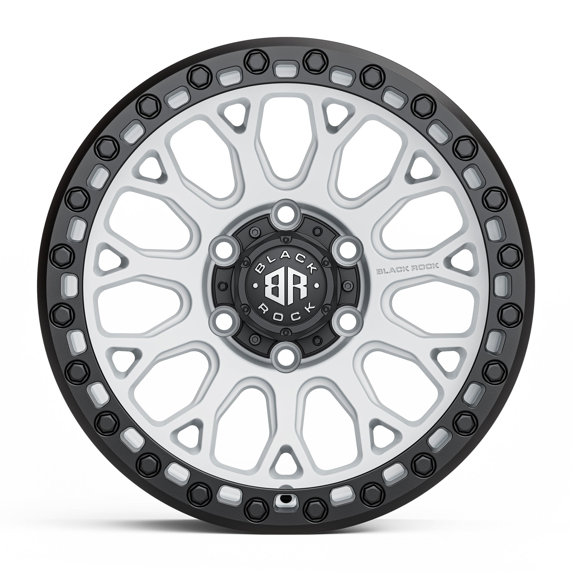 Black Rock Spider Satin White Black Ring