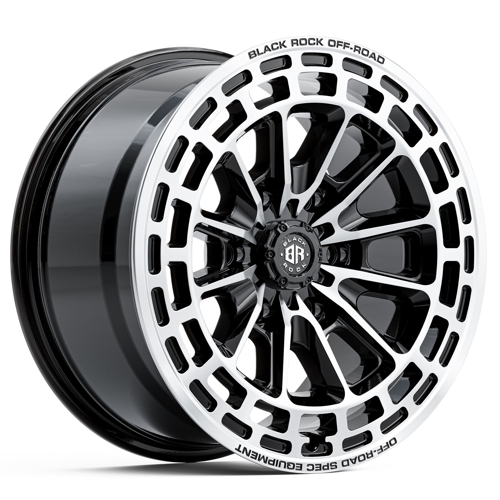 Black Rock Vortex Gloss Black Machined 17X8.5 6X139.7 +30 WHEEL & TYRE PACKAGE