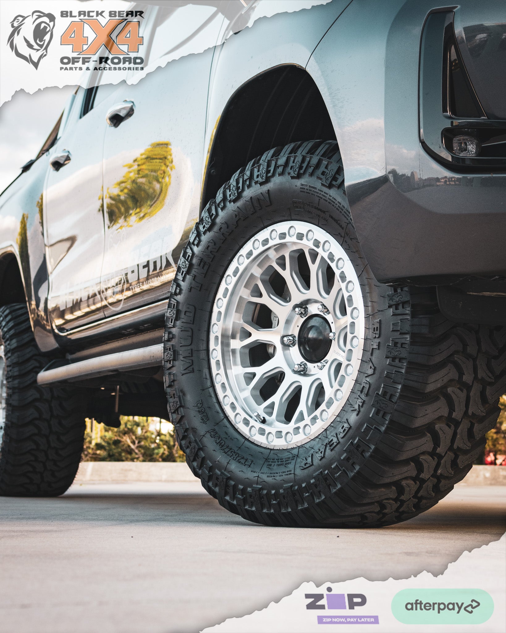 17" Wheel & Tyre package - 265/70R17 Black Bear Tyres & 17x9 6/139.7 Black Rock Spiders