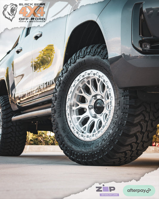 17" Wheel & Tyre package - 265/70R17 Black Bear Tyres & 17x9 6/139.7 Black Rock Spiders