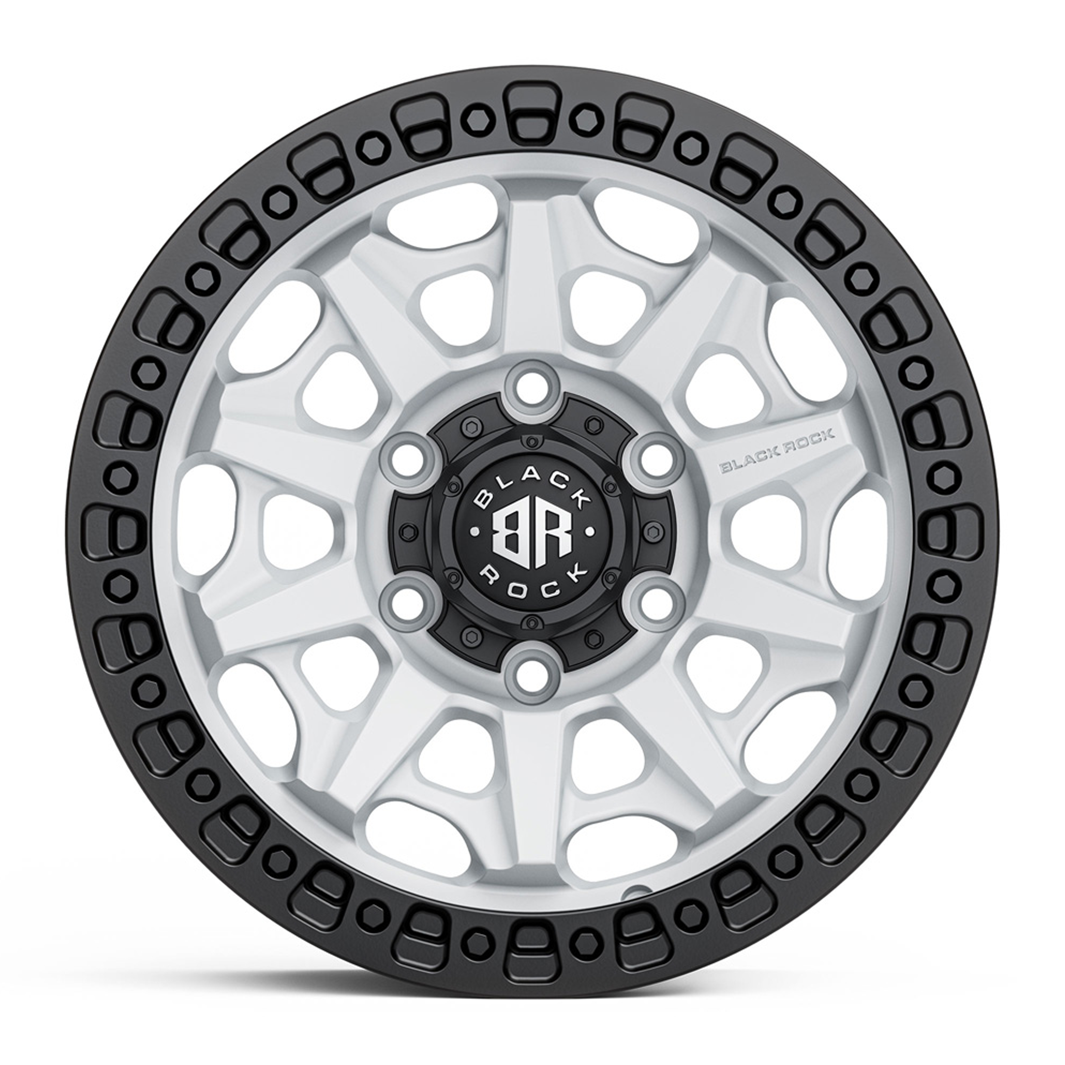 Black Rock Cage Satin White Black Ring 17X9 6X139.7 +12 WHEEL & TYRE PACKAGE