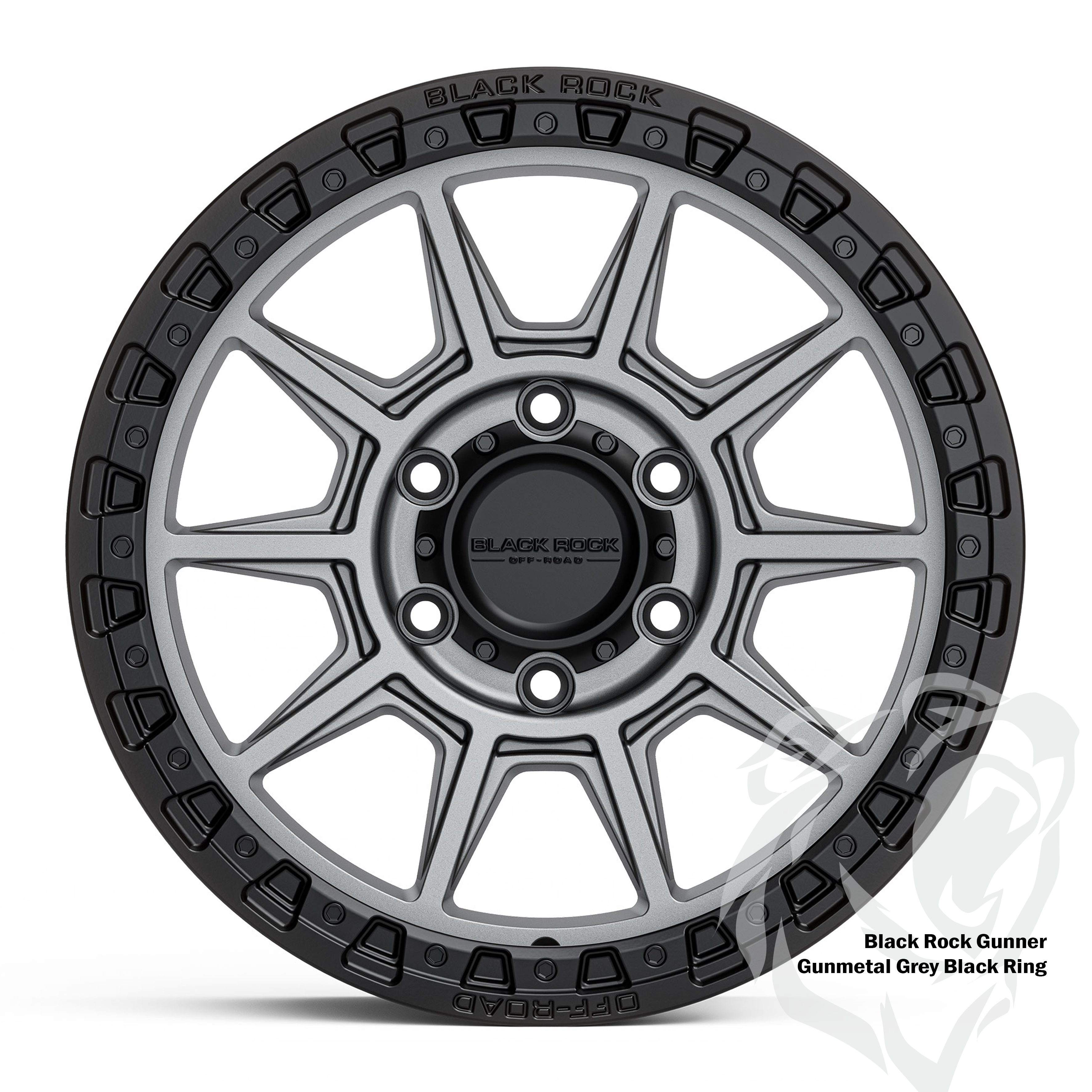 Black Rock Gunner Gunmetal Grey Black Ring 17X9 6X139.7 +20 or +25 WHEEL & TYRE PACKAGE