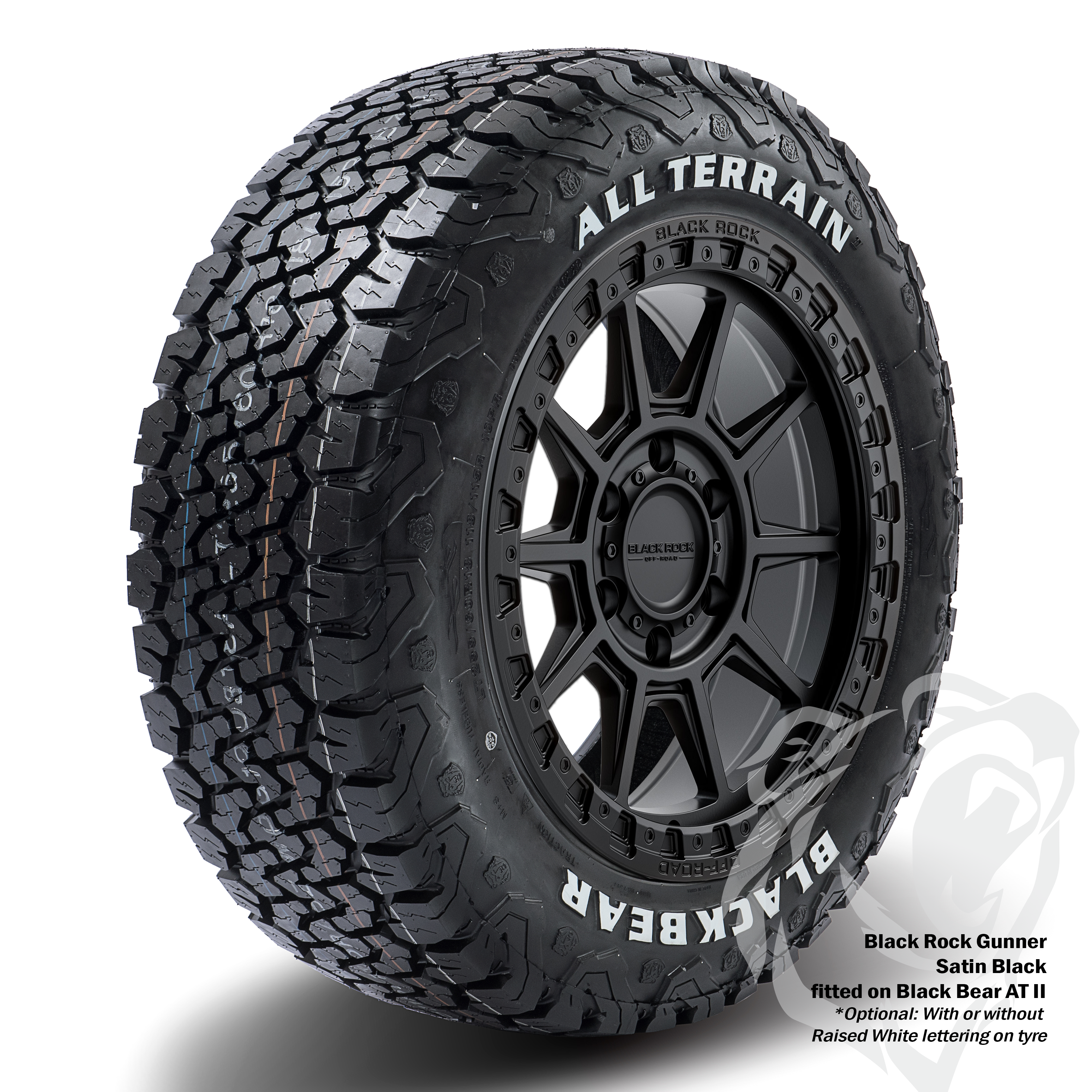 Black Rock Gunner Satin Black 17X9 6X139.7 +20 or +25 WHEEL & TYRE PACKAGE