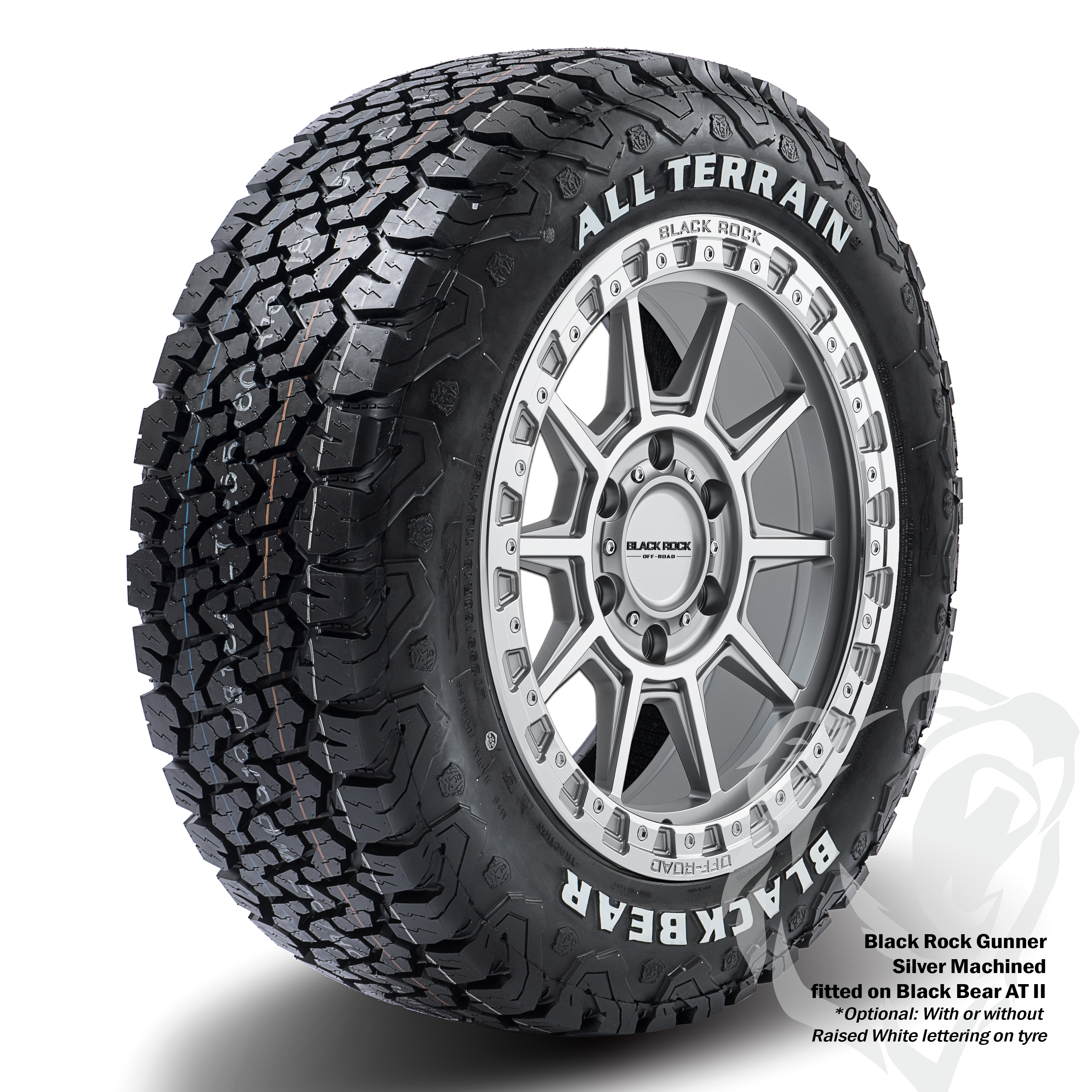 Black Rock Gunner Silver Machined 17X9 6X139.7 +20 or +25 WHEEL & TYRE PACKAGE