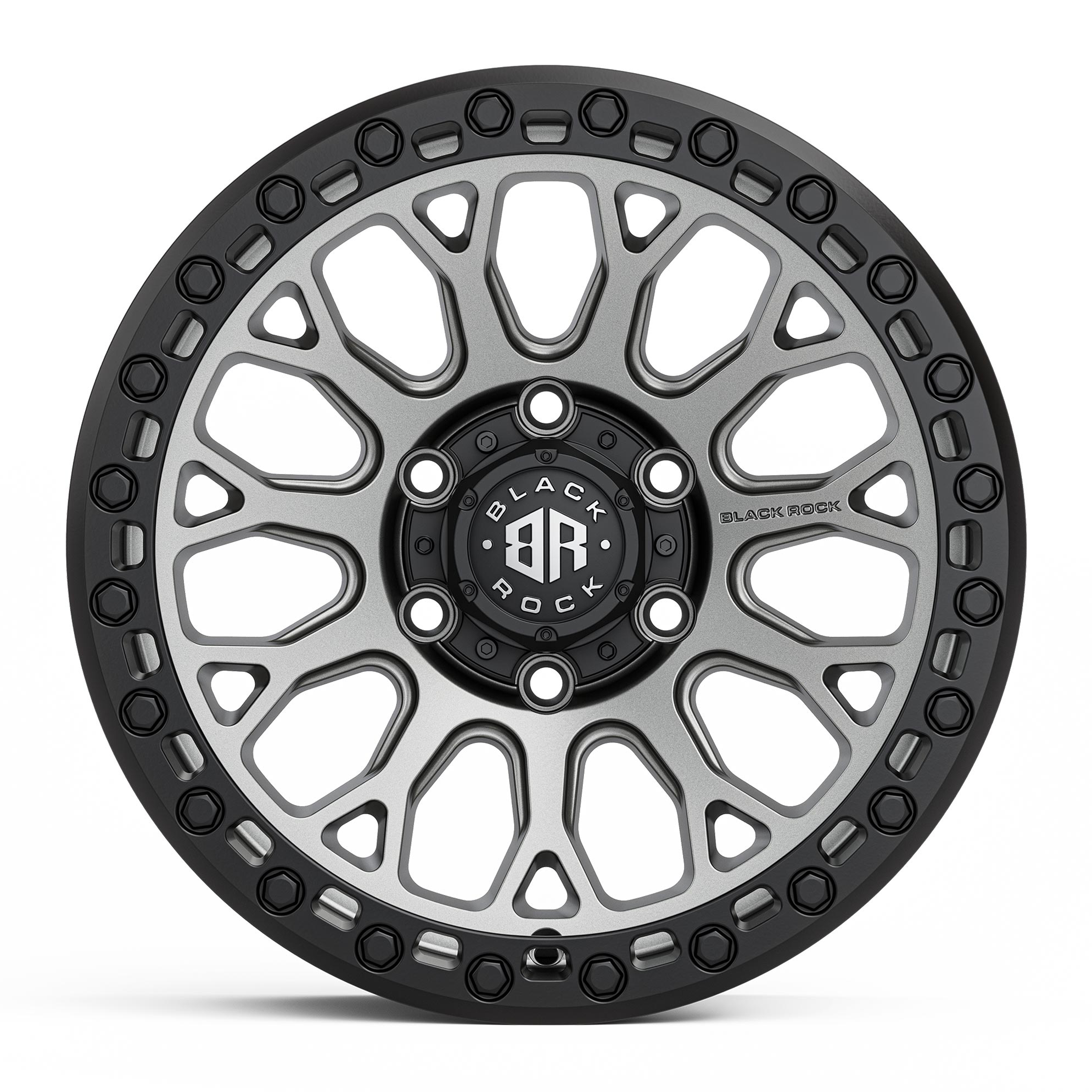 Black Rock Spider Gunmetal Grey Black Ring 17X9 6X139.7 +12 WHEEL & TYRE PACKAGE