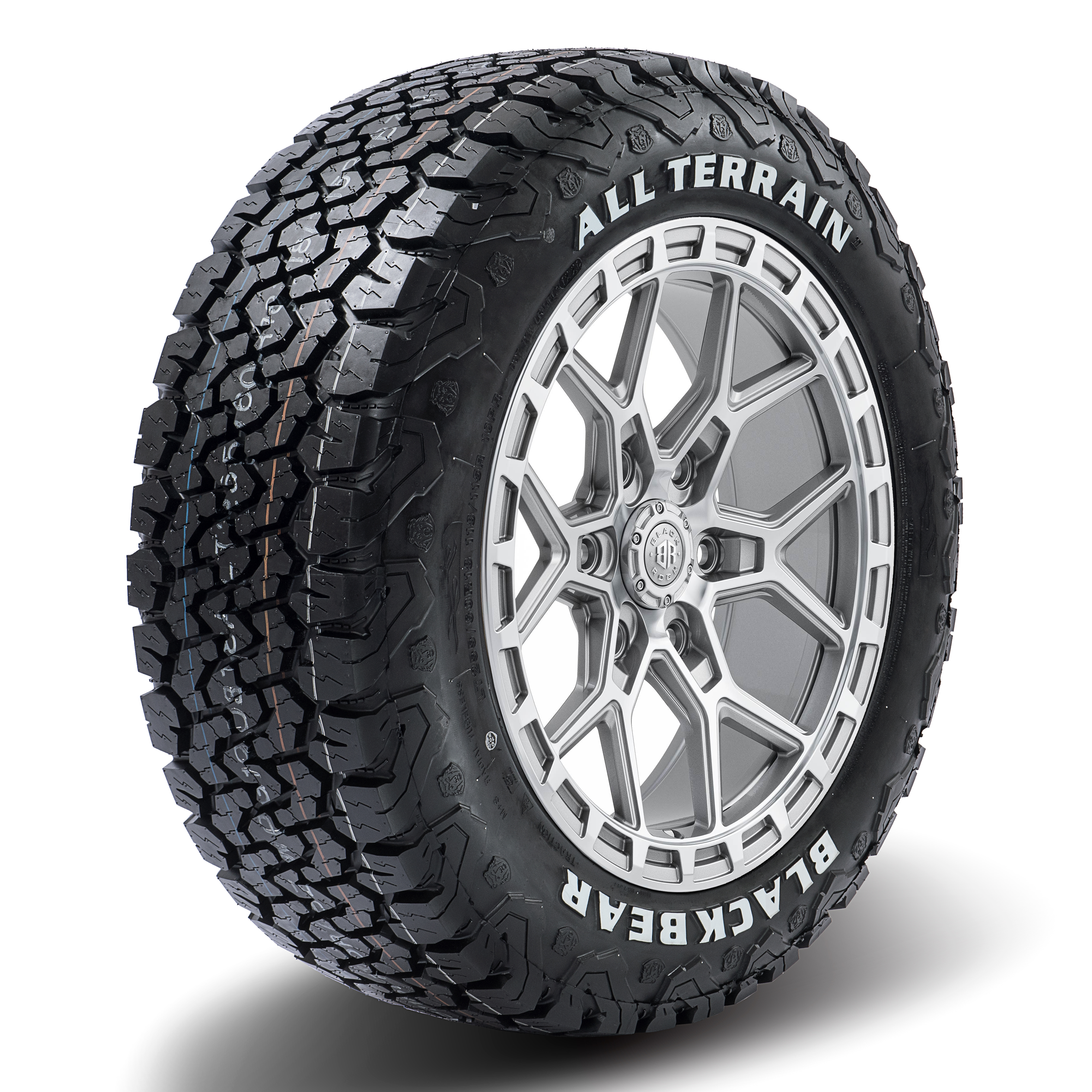 Black Rock Viper Silver Machined 17X9 6X139.7 +12, +30, or +35 WHEEL & TYRE PACKAGE