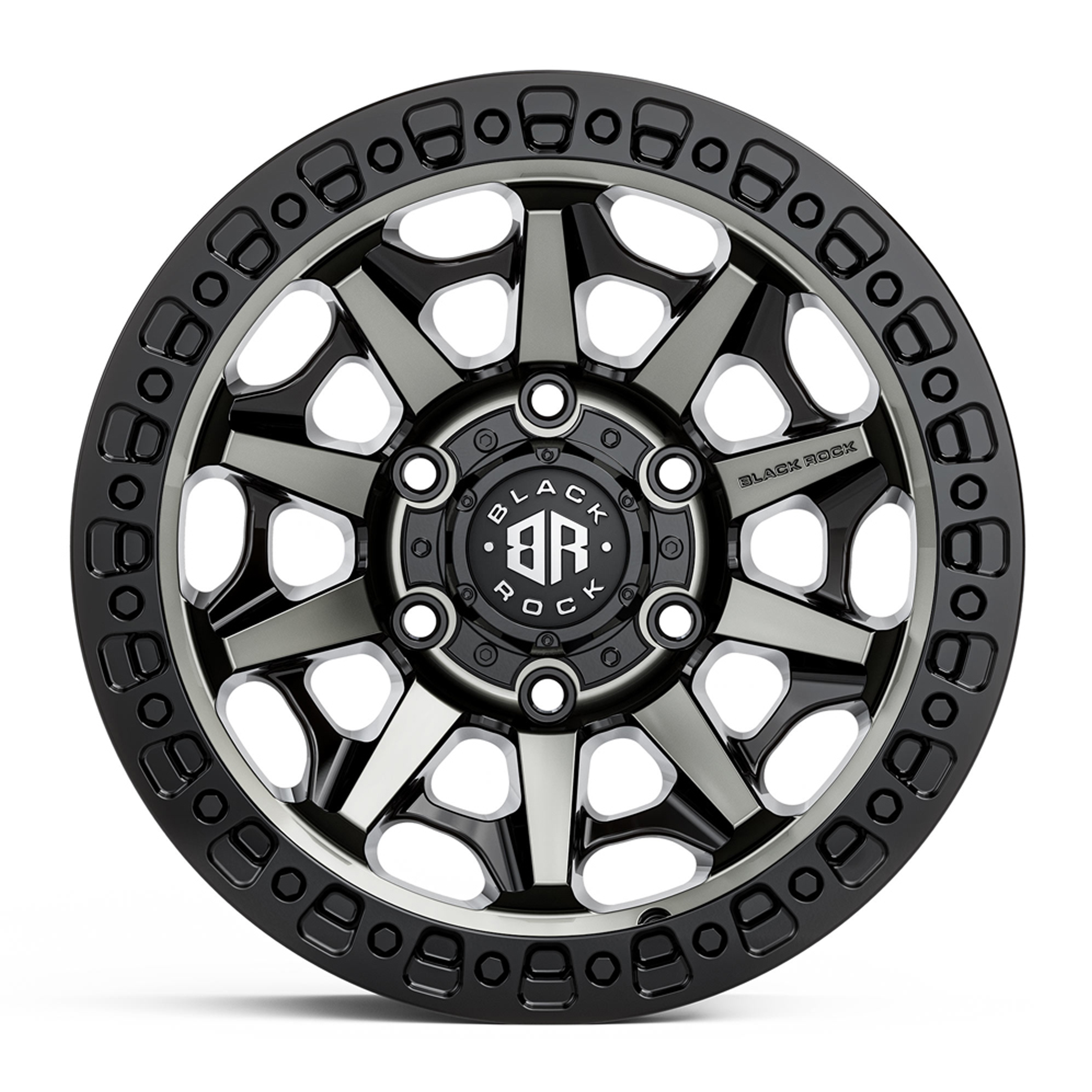 Black Rock Cage Gloss Black Tinted 18X9 6X139.7 +18 WHEEL & TYRE PACKAGE