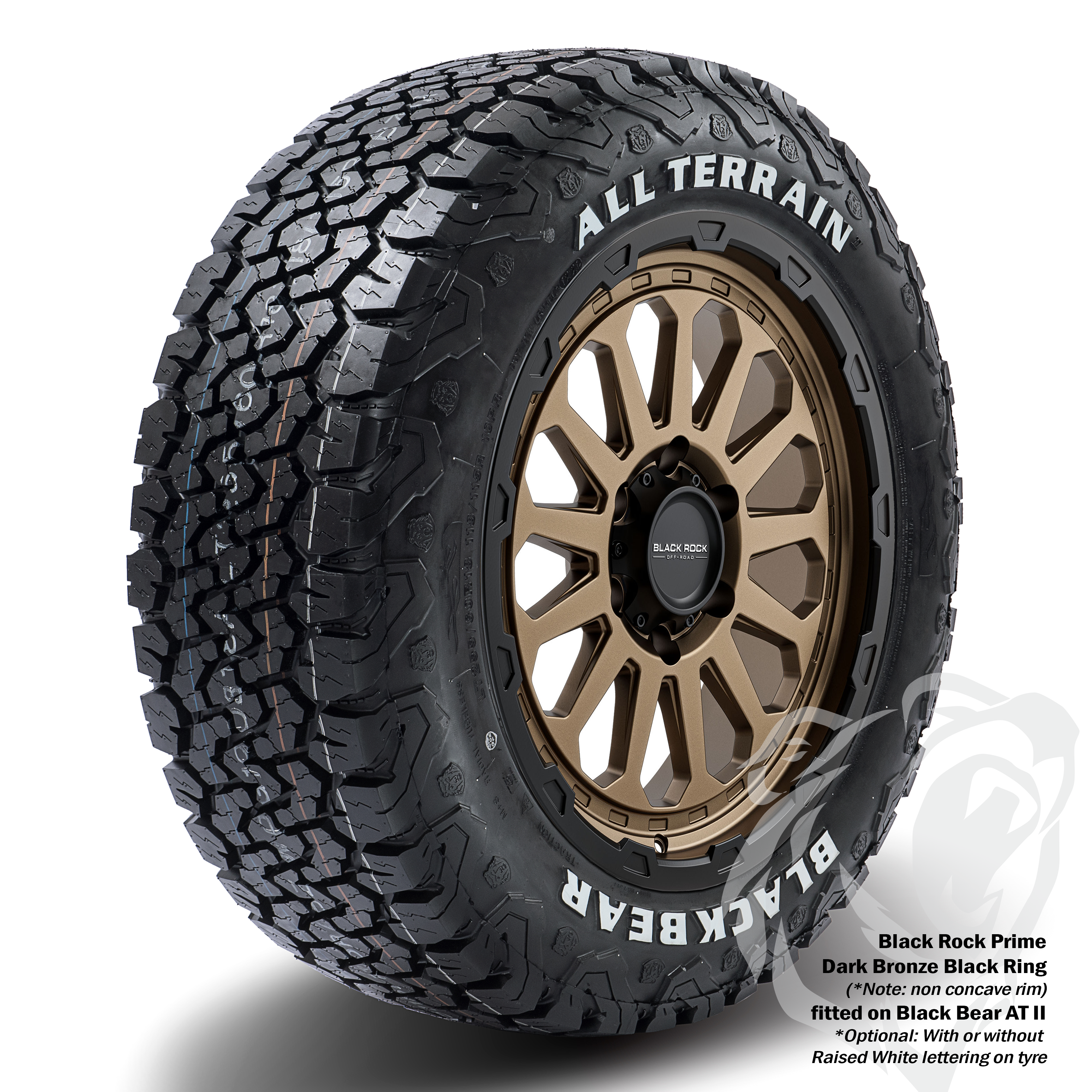Black Rock Prime Dark Bronze Black Ring 18X9 6X139.7 +15 WHEEL & TYRE PACKAGE