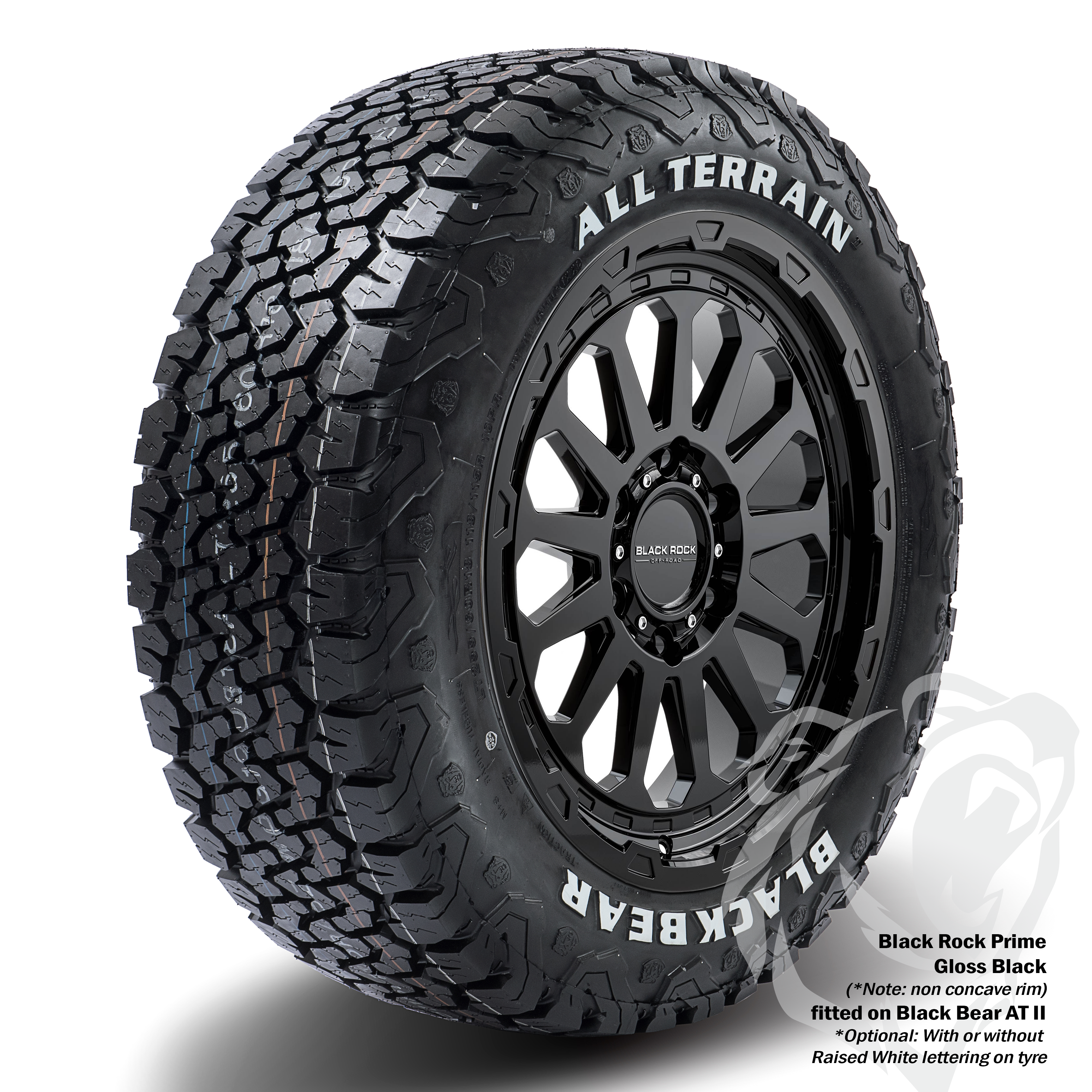 Black Rock Prime Gloss Black 18X9 6X139.7 +15 WHEEL & TYRE PACKAGE