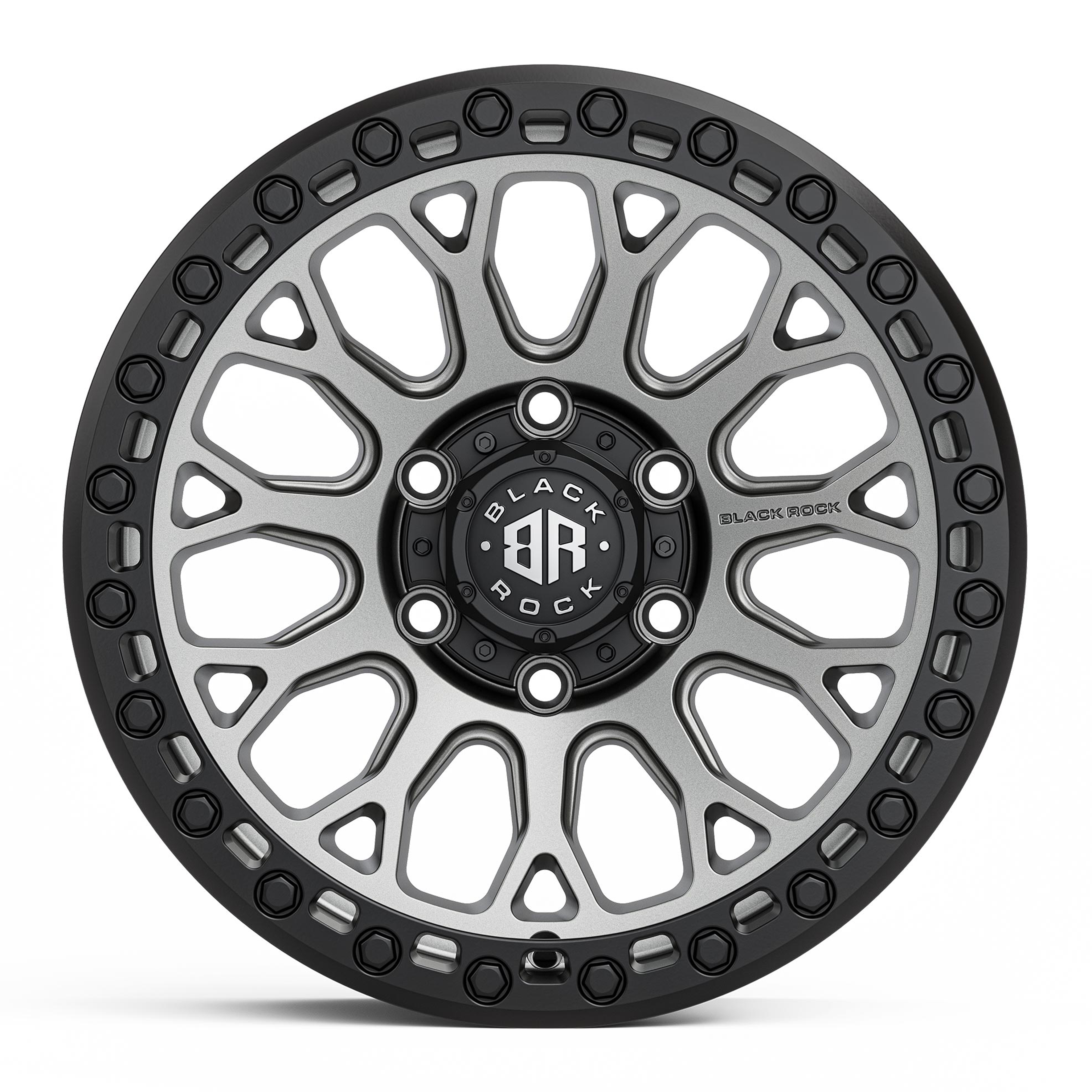 Black Rock Spider Gunmetal Grey Black Ring 18X9 6X139.7 +35 WHEEL & TYRE PACKAGE