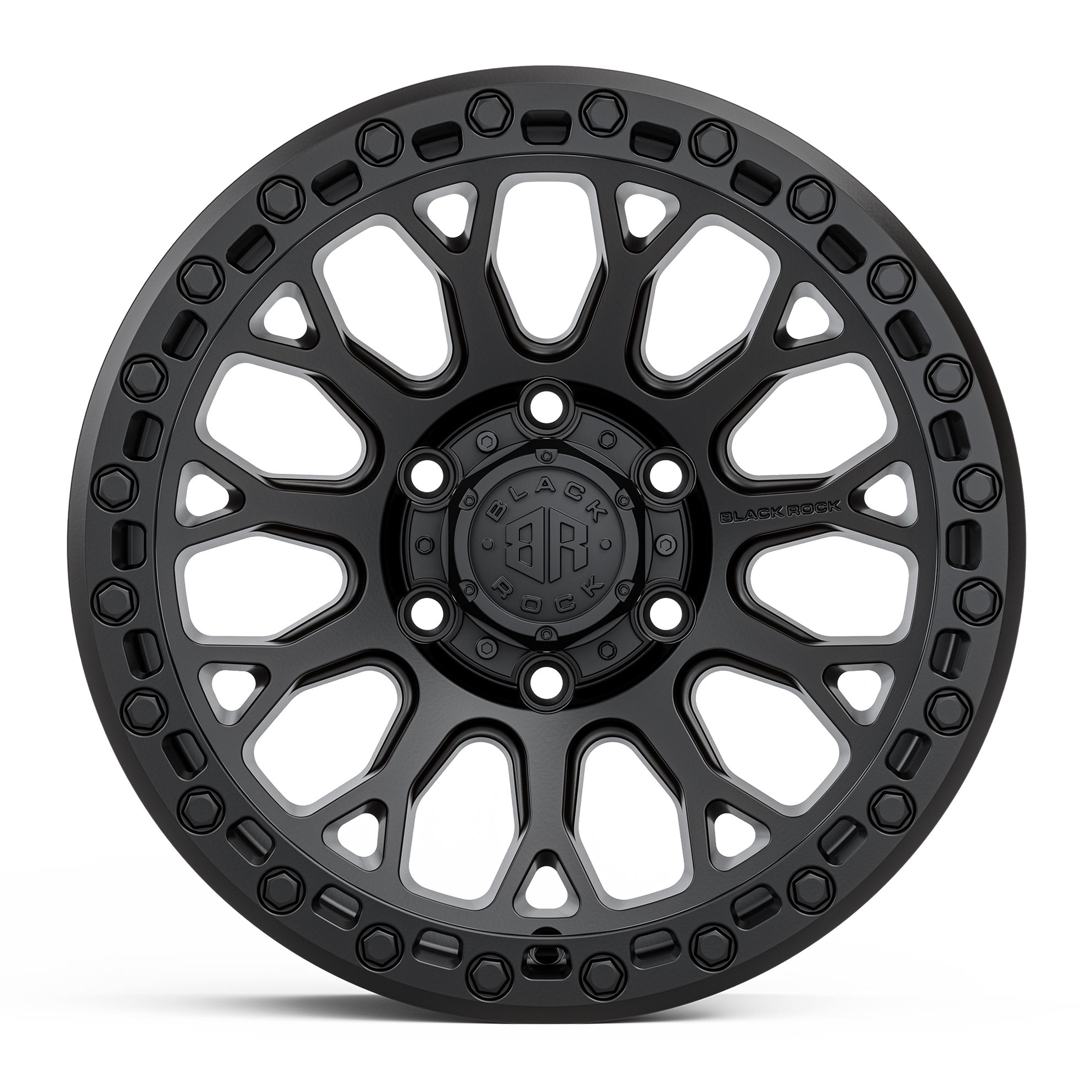 Black Rock Spider Satin Black 18X9 6X139.7 +12, or +35 WHEEL & TYRE PACKAGE