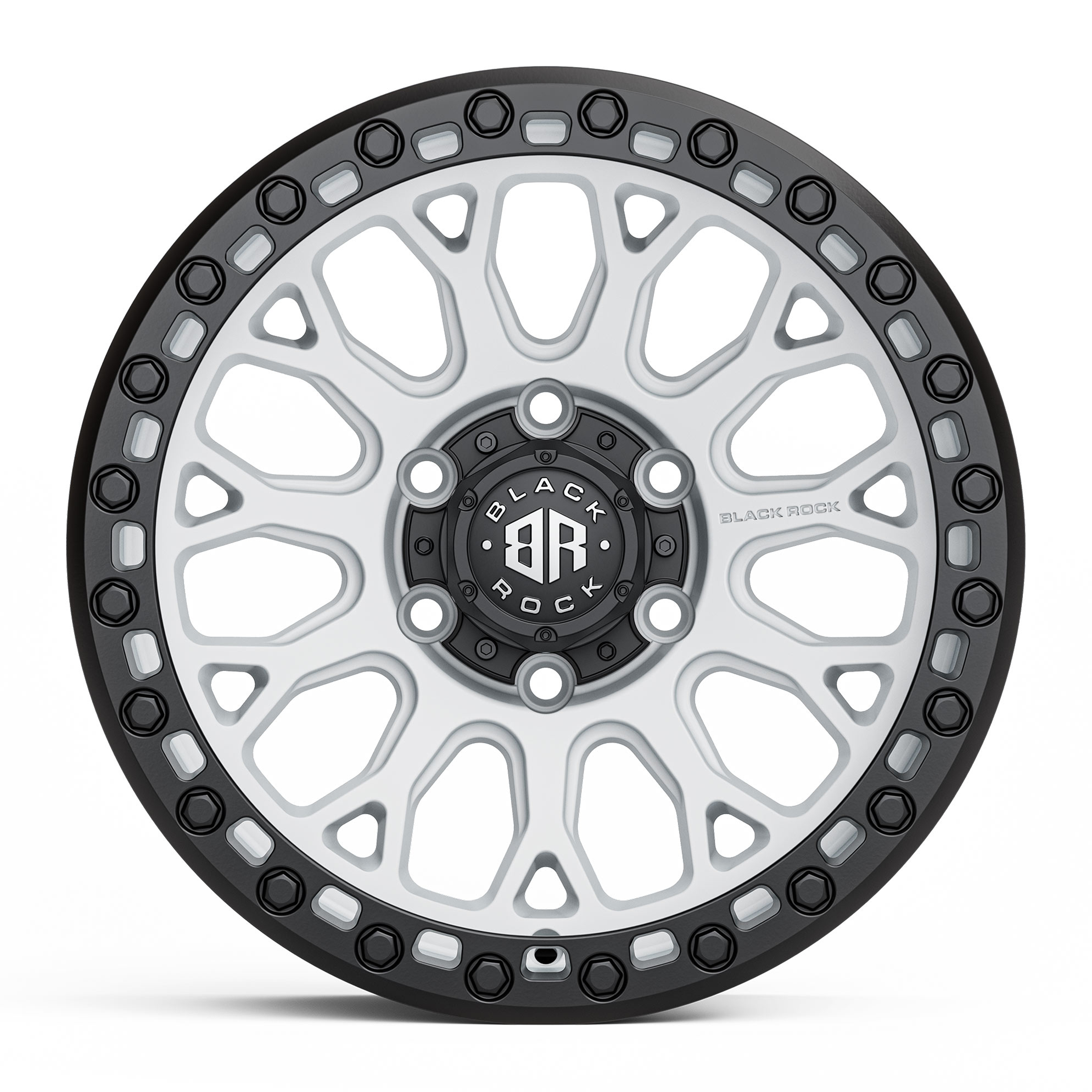 Black Rock Spider Satin White Black Ring 18X9 6X139.7 +35 WHEEL & TYRE PACKAGE