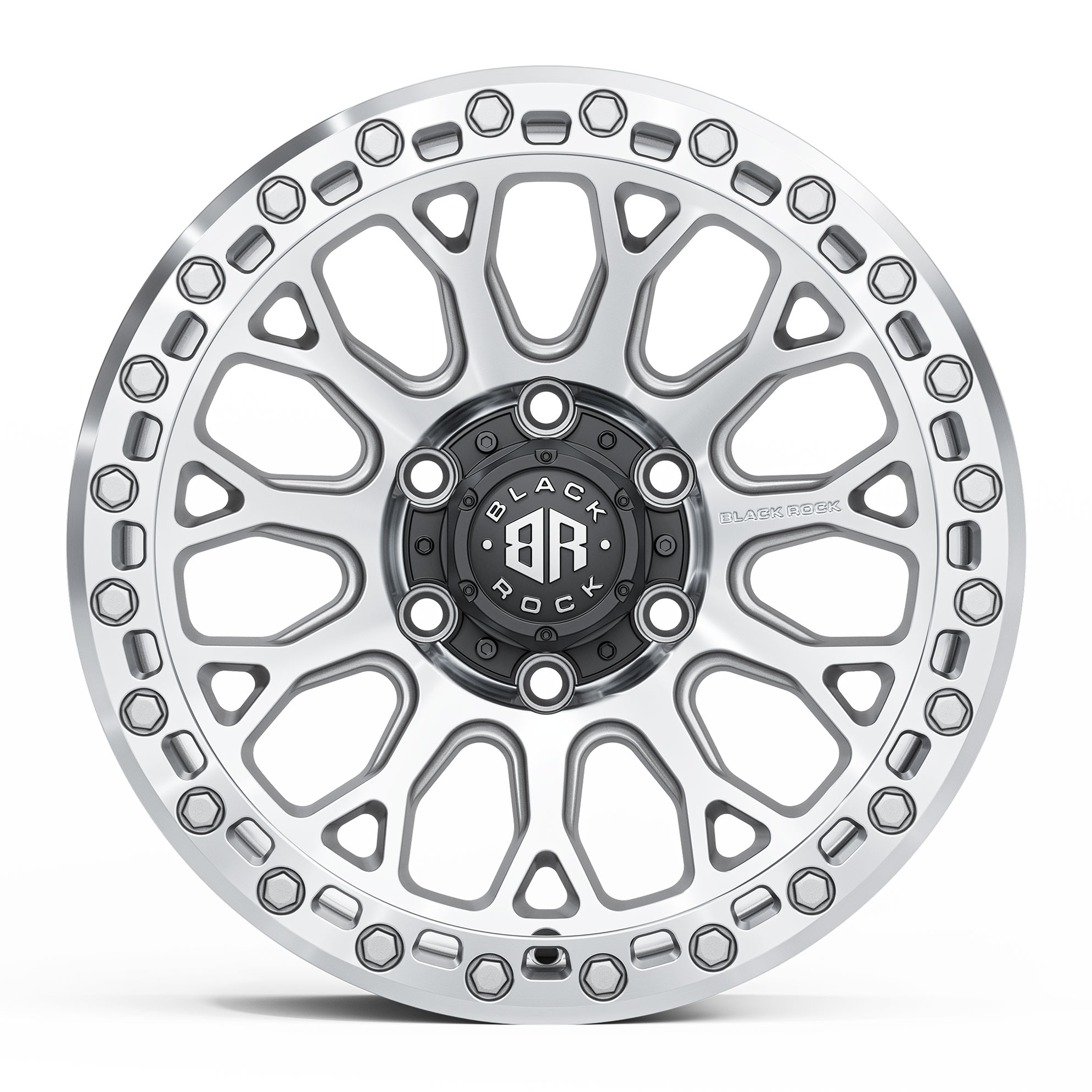 Black Rock Spider Silver Machined 18X9 6X139.7 +12, or +35 WHEEL & TYRE PACKAGE
