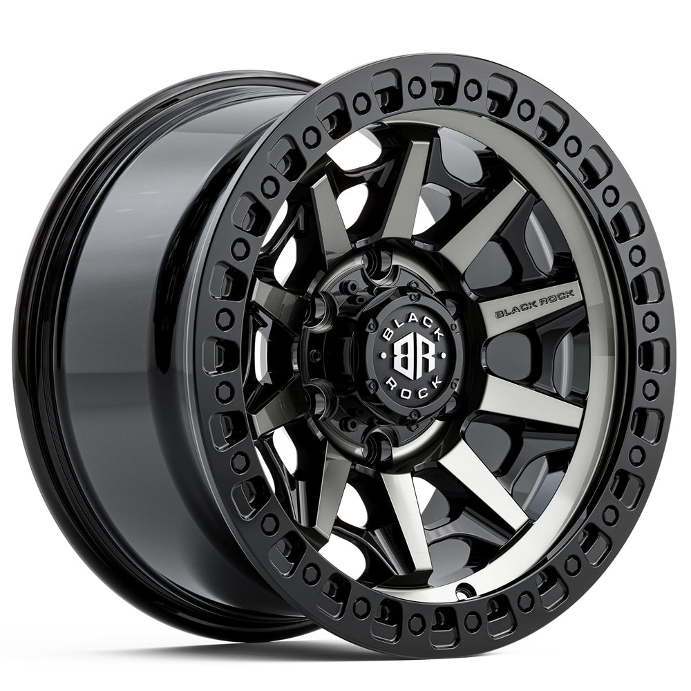 Black Rock Cage Gloss Black Tinted 18X9 6X139.7 +18 WHEEL & TYRE PACKAGE