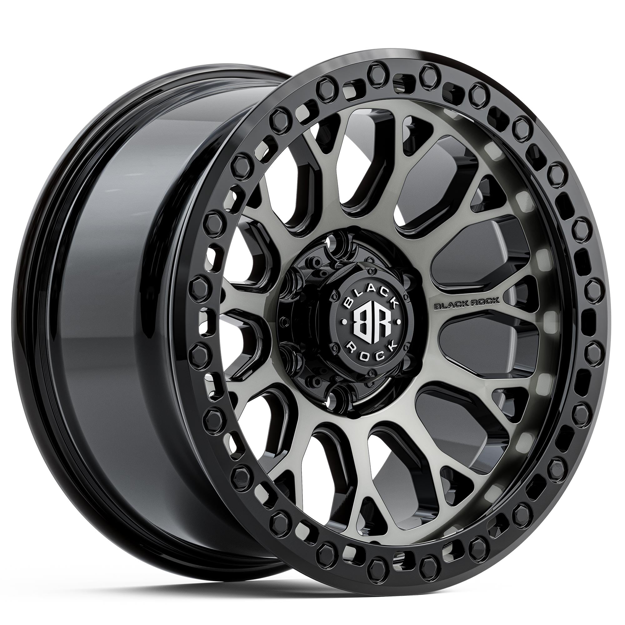Black Rock Spider Gloss Black Tinted 18X9 6X139.7 +35 WHEEL & TYRE PACKAGE