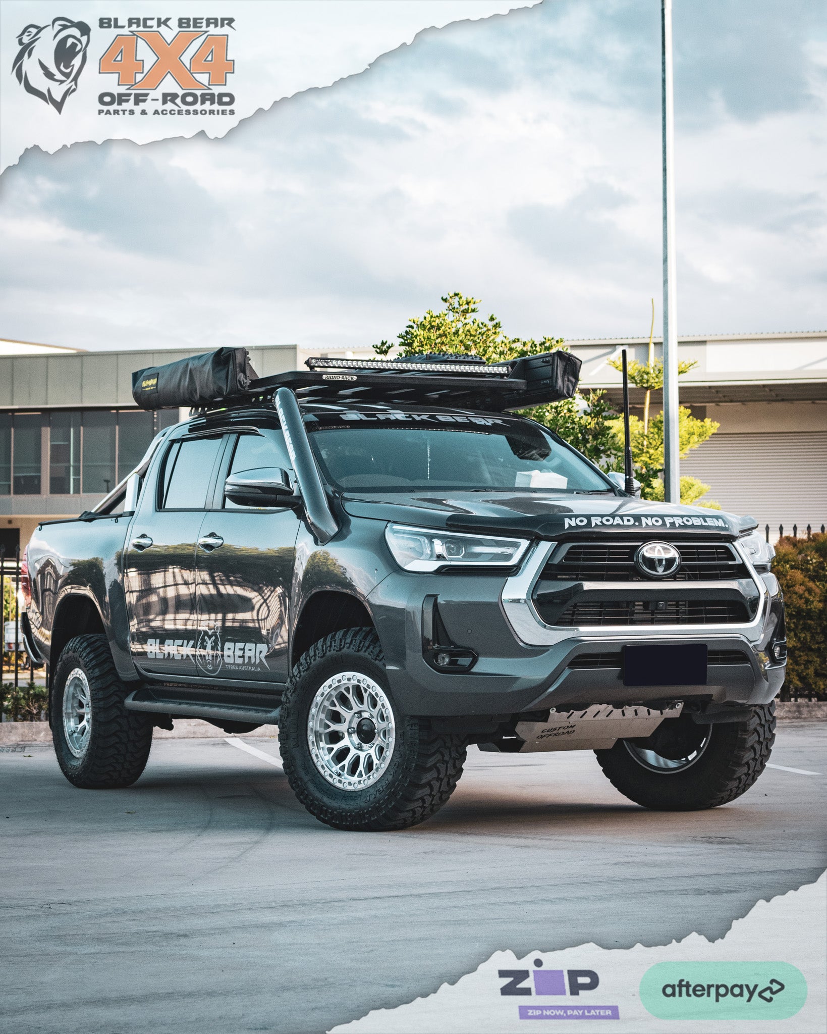 17" Wheel & Tyre package - 265/70R17 Black Bear Tyres & 17x9 6/139.7 Black Rock Spiders